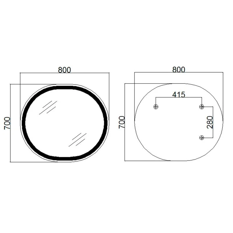 Дзеркало Qtap Gemini 800х700 з LED-підсвічуванням Touch, з антизапотіванням, з димером, рег. темп. кольору (3000-6500K) Reverse QT2578R8071W