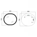 Дзеркало Qtap Gemini 800х700 з LED-підсвічуванням Touch, з антизапотіванням, з димером, рег. темп. кольору (3000-6500K) Reverse QT2578R8072B