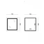 Дзеркало Lidz Kubis 700х800 з LED-підсвічуванням Touch, з антизапотіванням, з димером, рег. яскравості Reverse LD78LF9048070