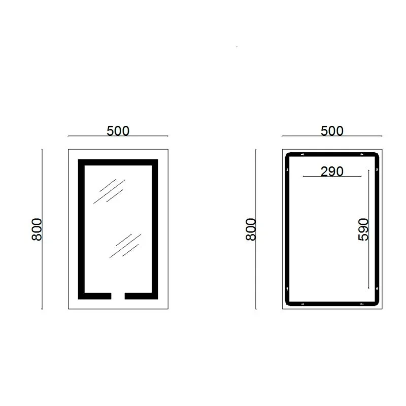 Дзеркало Lidz Kubis 500х800 з LED-підсвічуванням Touch, з антизапотіванням, з димером, рег. яскравості LD78LF9365080