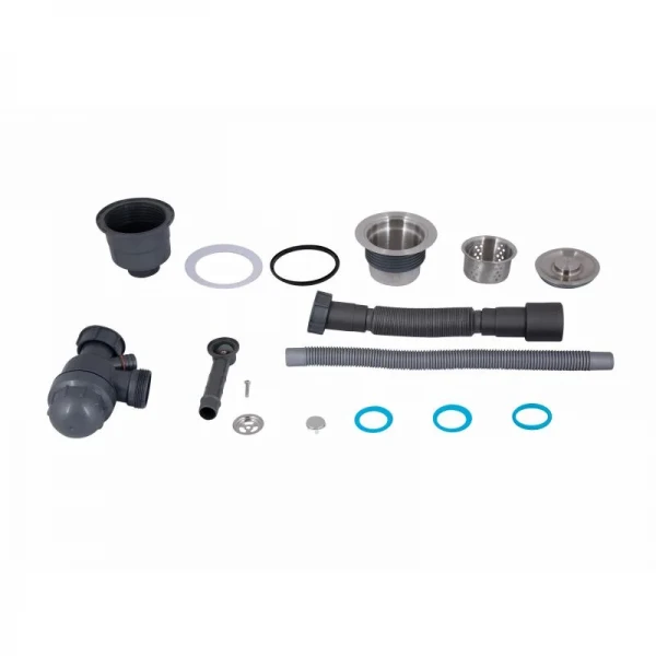 Сифон для кухонной мойки Lidz LK17, выпуск 115 мм, колбовый с круглым переливом (выход гофра 40/50мм) (LDLK17SS46398)