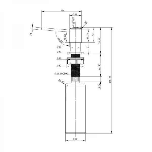 Дозатор для моющего средства Lidz LK118 круглый Brushed Steel (LDLK118BRU46400)