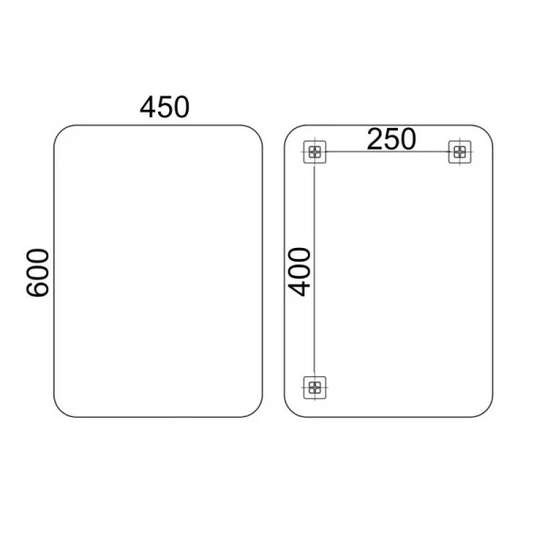 Дзеркало Lidz Nicole 450х600 настінне прямокутне зі завкругленими кутами LD78NI4560