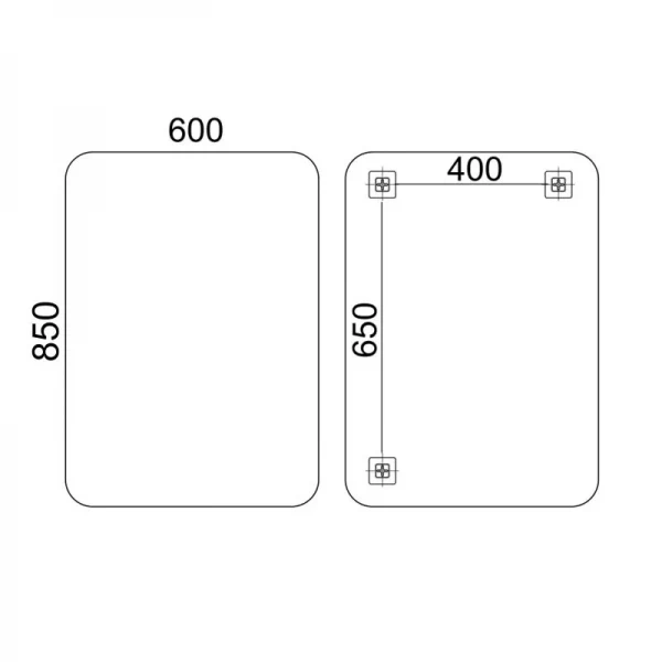 Дзеркало Lidz Nicole 600х850 настінне прямокутне зі завкругленими кутами LD78NI6085