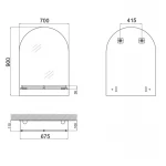 Зеркало Lidz Tani 140.07.03 (1) 700х900х110 настенное с полочкой прямоугольное с дугообразным верхом LD78TA7090