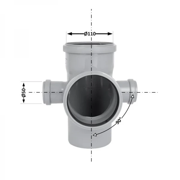 Крестовина канализационная TA Sewage 110х50 90°