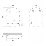 Зеркало Lidz Anny 140.07.02 425х575х105 настенное с полочкой прямоугольное с дугообразным верхом и фигурными боками LD78AN4557