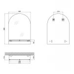 Дзеркало Lidz Tani 140.07.03 500х690х110 настінне з поличкою прямокутне з дугоподібним верхом LD78TA5069