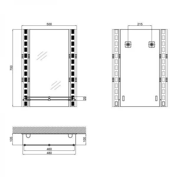 Дзеркало Lidz Michelle 140.07.06 500х700х105 настінне з поличкою прямокутне LD78MI5070