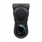 Унітаз підлоговий Qtap Robin Ultra Quiet безобідковий з сидінням Soft-close MATT BLACK QT13226083AMB