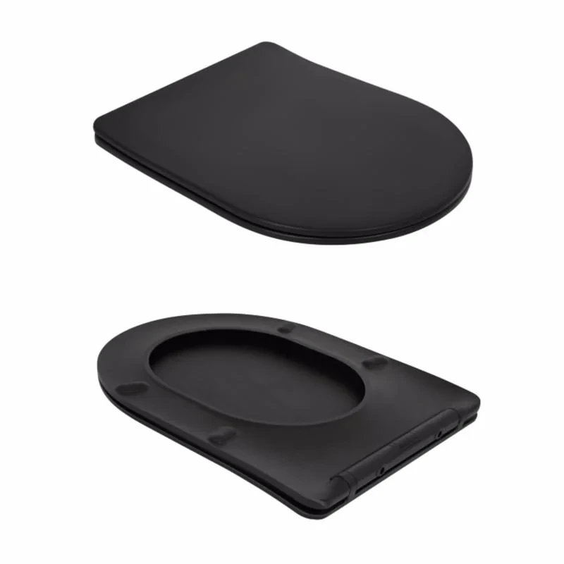 Унітаз підлоговий Qtap Robin Ultra Quiet безобідковий з сидінням Soft-close MATT BLACK QT13226083AMB