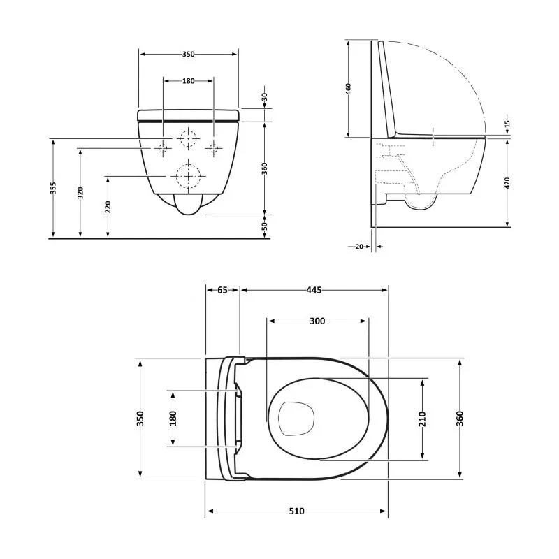 Унітаз підвісний Qtap Scorpio Ultra Quiet безобідковий з сидінням Soft-close MATT BLACK QT14332380AMB