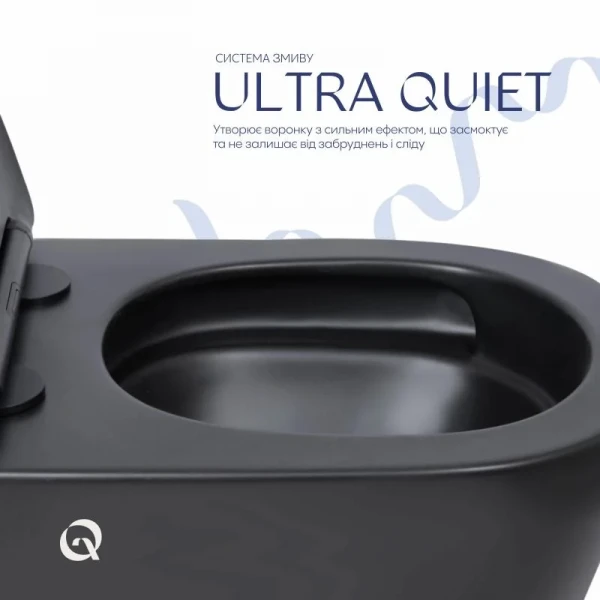 Унітаз підвісний Qtap Scorpio Ultra Quiet безобідковий з сидінням Soft-close MATT BLACK QT14332380AMB