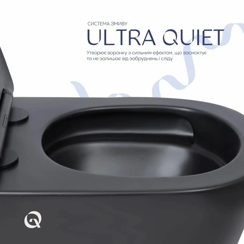 Унітаз підвісний Qtap Scorpio Ultra Quiet безобідковий з сидінням Soft-close MATT BLACK QT14332380AMB