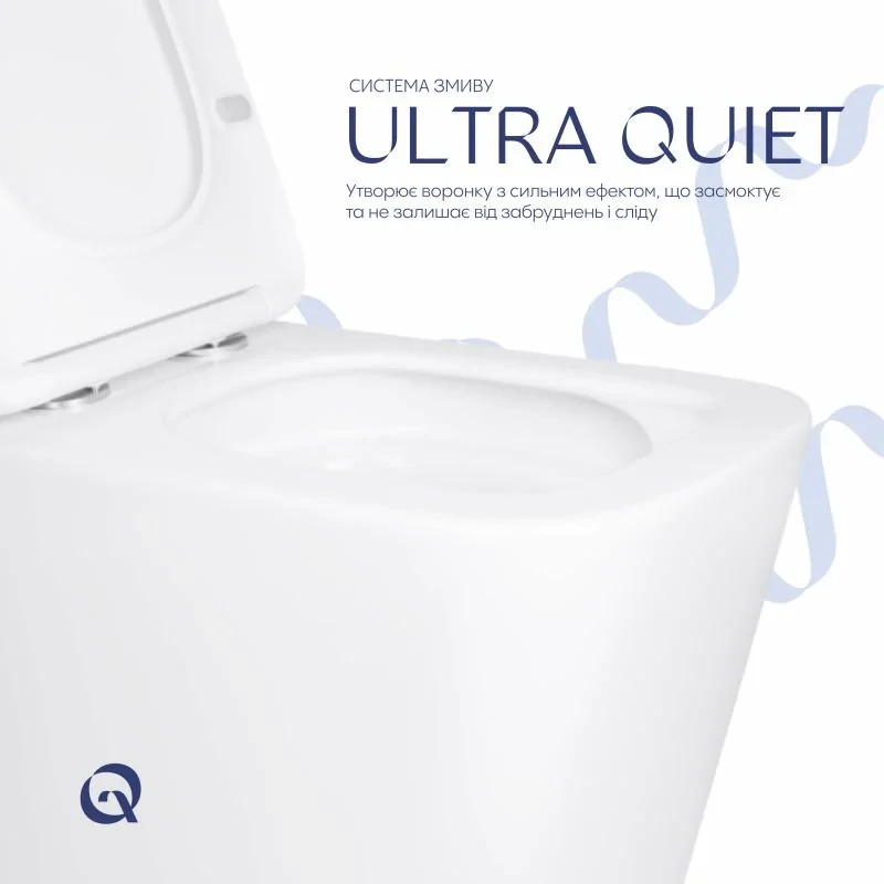 Унітаз підвісний Qtap Tern Ultra Quiet безобідковий з сидінням Soft-close WHITE QT17332303AW