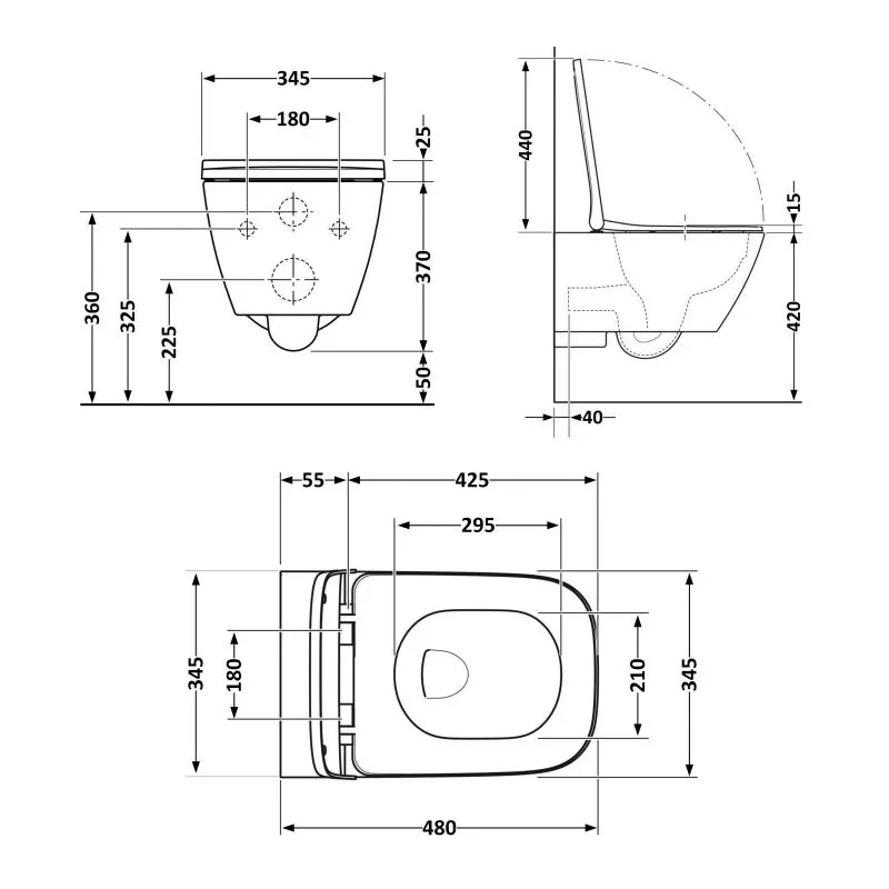 Унітаз підвісний Qtap Tern New Ultra Quiet безобідковий з сидінням Soft-close MATT BLACK QT17332303ASMB