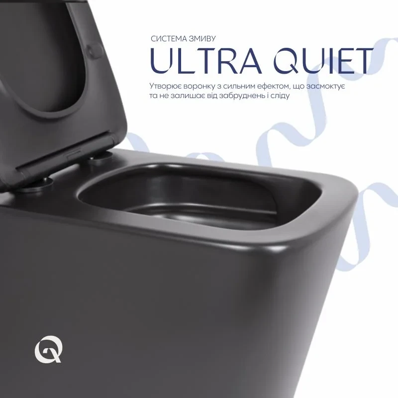 Унітаз підвісний Qtap Tern New Ultra Quiet безобідковий з сидінням Soft-close MATT BLACK QT17332303ASMB