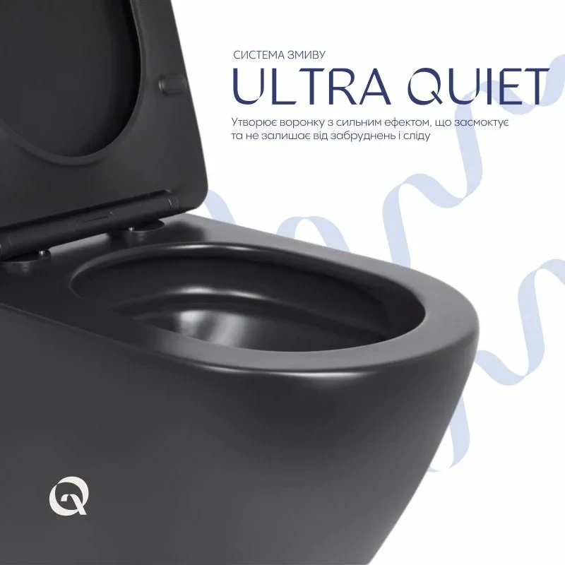 Унитаз подвесной Qtap Robin New Ultra Quiet с сиденьем с сиденьем Soft-Close MATT BLACK QT13332381АSMB