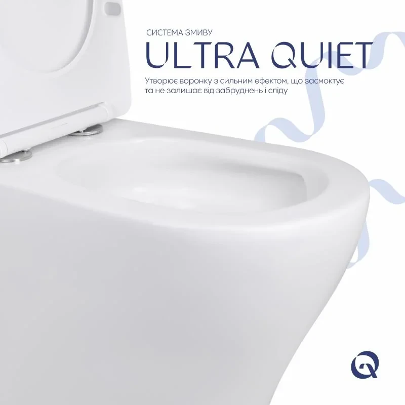 Унітаз підлоговий Qtap Virgo Ultra Quiet безобідковий з сидінням Soft-close WHITE QT18226092AW