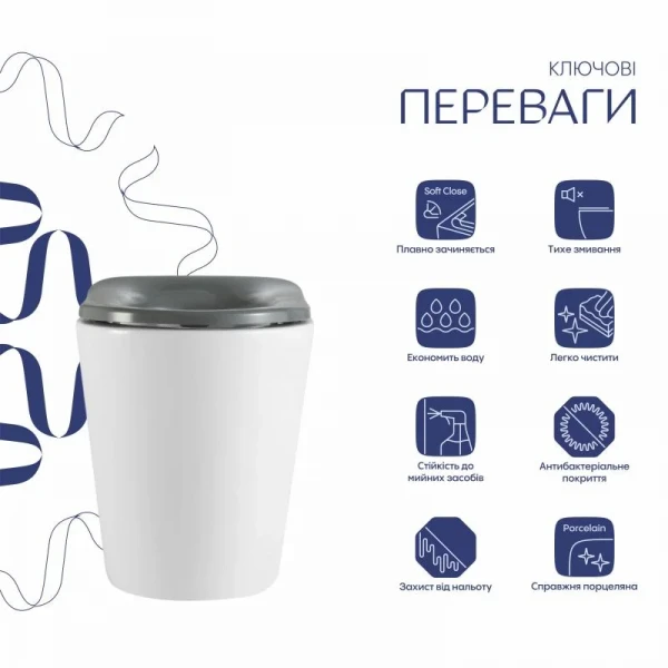 Унітаз підлоговий Qtap Freedom інклюзивний безбачковий Rimless безобідковий з сидінням Soft-close WHITE QT22223368W