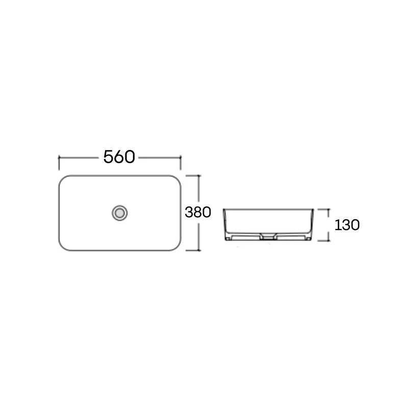 Раковина накладная Qtap Virgo N прямоугольная без донного клапана WHITE QT18116308W