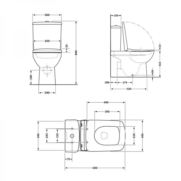 Унітаз підлоговий Qtap Stenava Rimless безобідковий з сидінням Soft-close WHITE QT27228303W