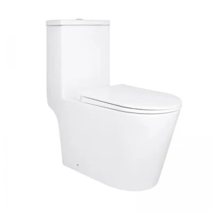 Унітаз-моноблок підлоговий Qtap Kolibri Ultra Quiet безобідковий з сидінням Soft-close WHITE QT10226380W