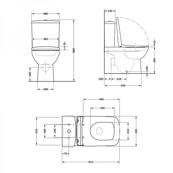Унітаз підлоговий Qtap Aries Rimless безобідковий з сидінням Soft-close WHITE QT03228302W