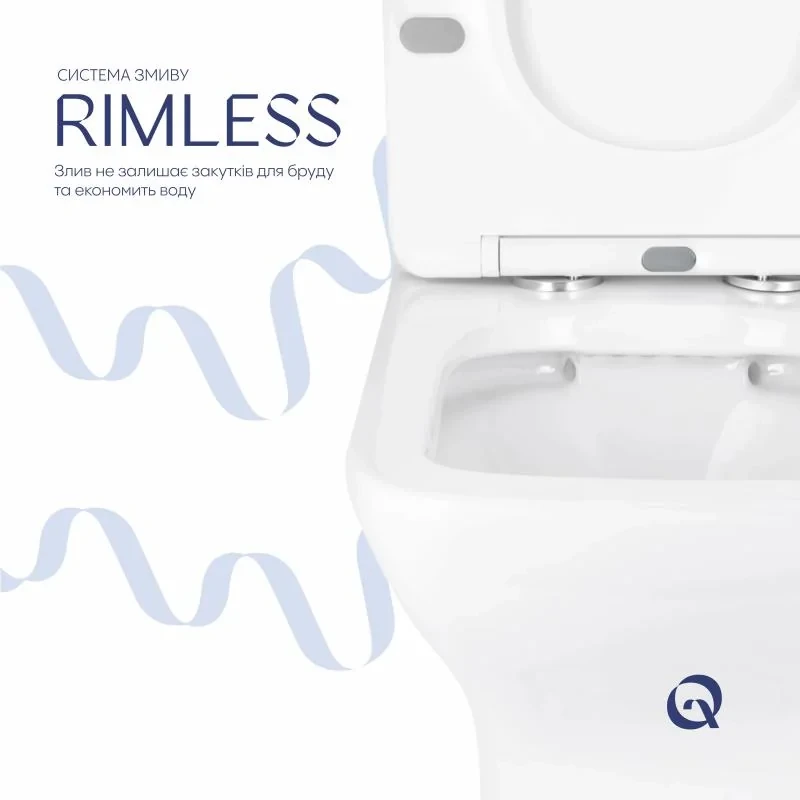 Унітаз підлоговий Qtap Aries Rimless безобідковий з сидінням Soft-close WHITE QT03228302W