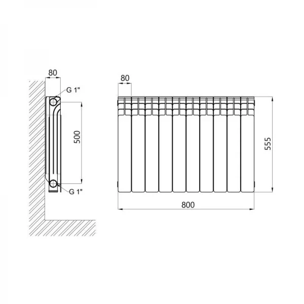 Радиатор биметаллический Thermo Alliance Bi-Ferrum 500/80 1,16 кг