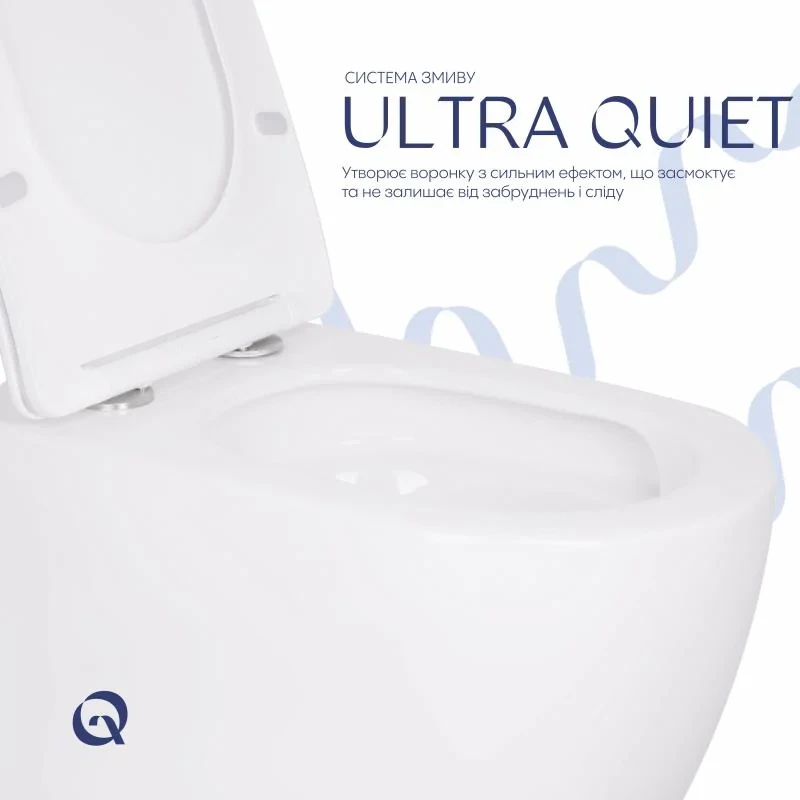 Унітаз підвісний Qtap Robin Ultra Quiet безобідковий з сідінням Soft-close 520x365x365 мм WHITE