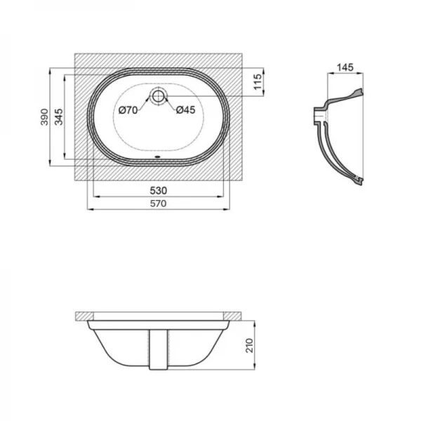 Раковина Qtap Stork 570x390x210 White QT15110522W