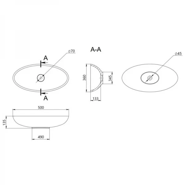 Раковина-чаша Qtap Kolibri 500x360x140 White QT10116065W