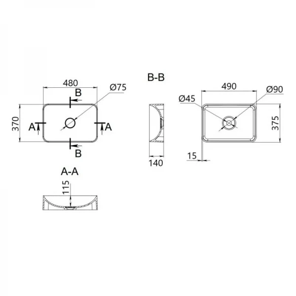 Раковина-чаша Qtap Tern 480х370х135 White QT17116069W