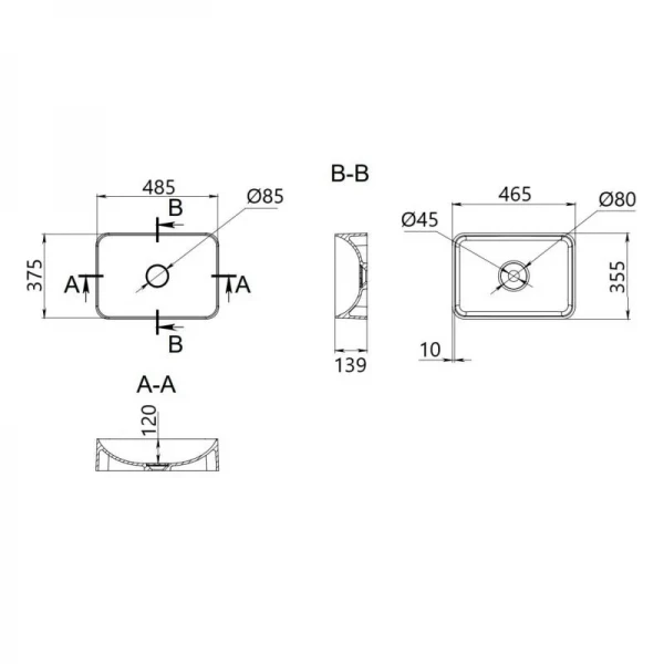 Раковина-чаша Qtap Tern 480х370х135 Matt black QT176069MB