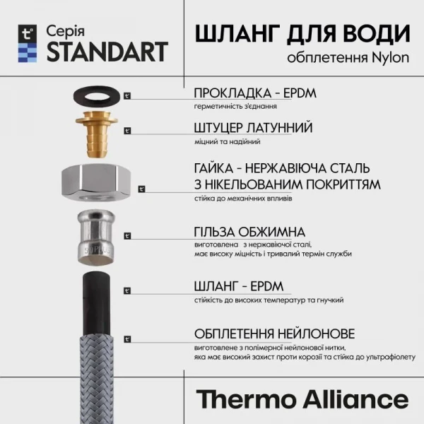Шланг для воды Thermo Alliance Standart 60 см NYLON 1/2