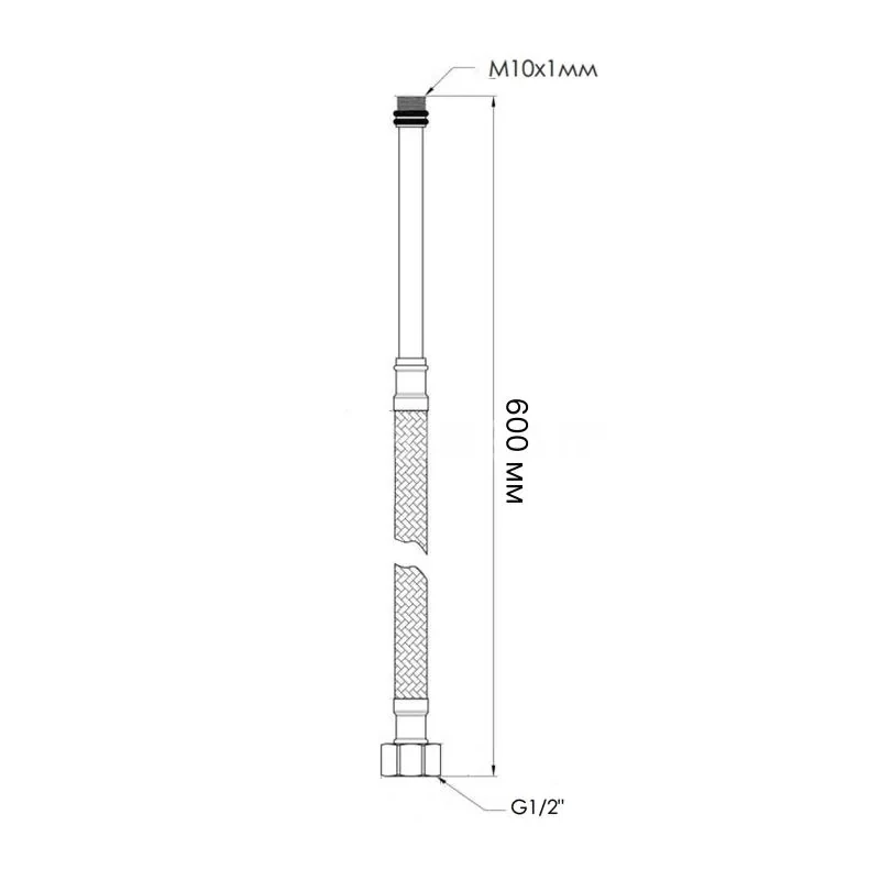 Шланг для подключения смесителя Thermo Alliance Standart (пара) 60 см NYLON M10x1/2