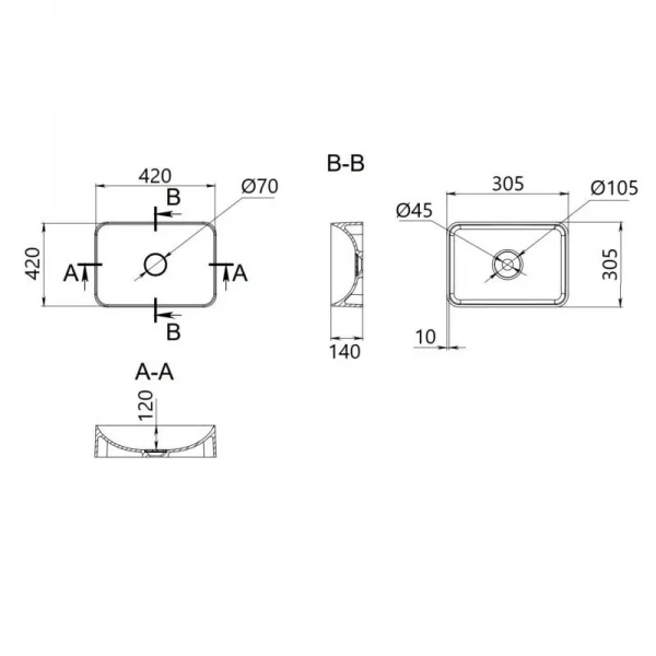 Раковина-чаша Qtap Kolibri 425х425х140 White QT1011K396WN