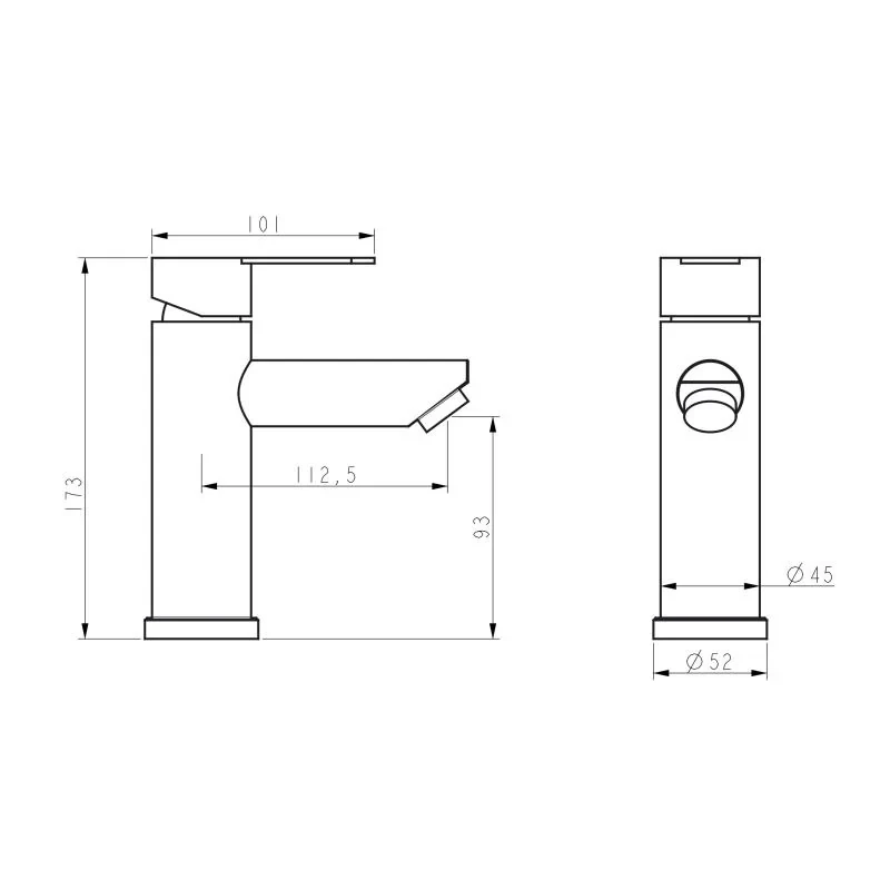 Смеситель для раковины Brinex Pure 001F низкий  Nickel BRIPUR001FNKL