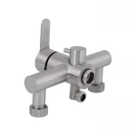 Смеситель для ванны Brinex Pure 005 с длинным поворотным изливом (с душевым гарнитуром) Nickel BRIPUR005NKL