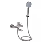 Смеситель для ванны Brinex Pure 006 с поворотным изливом (с душевым гарнитуром) Nickel BRIPUR006NKL