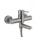 Смеситель для ванны Brinex Pure 006 с поворотным изливом (с душевым гарнитуром) Nickel BRIPUR006NKL