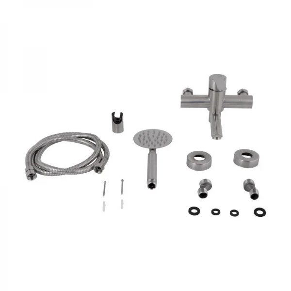 Смеситель для ванны Brinex Pure 006 с поворотным изливом (с душевым гарнитуром) Nickel BRIPUR006NKL