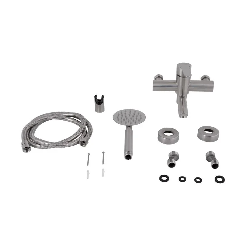 Смеситель для ванны Brinex Pure 006 с поворотным изливом (с душевым гарнитуром) Nickel BRIPUR006NKL