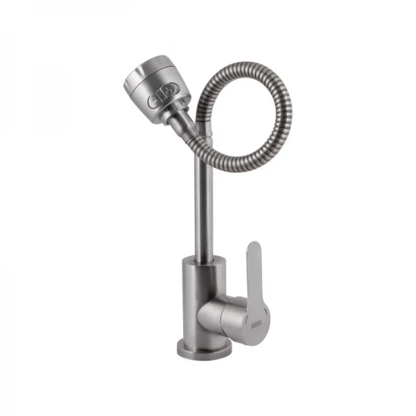 Смеситель для кухни Brinex Pure 015F41 с гибким изливом   Nickel BRIPUR015F41NKL