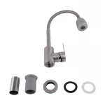 Смеситель для кухни Brinex Pure 015F41 с гибким изливом   Nickel BRIPUR015F41NKL