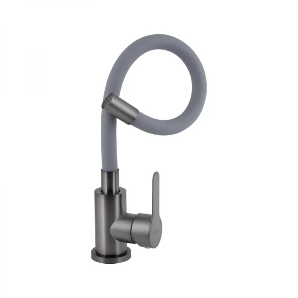 Смеситель для кухни Brinex Pure 015F3 с гибким изливом   Graphite/Grey BRIPUR015F3GRG