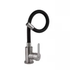 Смеситель для кухни Brinex Pure 015F3 с гибким изливом   Nickel/Black BRIPUR015F3NKB