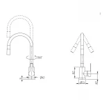 Смеситель для кухни Brinex Pure 015F3 с гибким изливом   Nickel/Grey BRIPUR015F3NKG