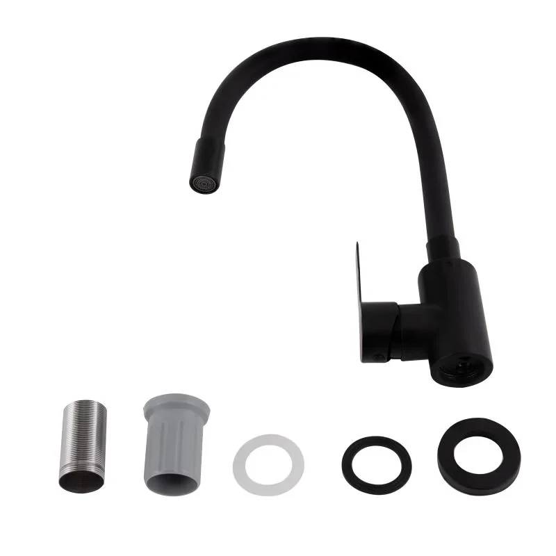Змішувач для кухні Brinex Pure 015F3 з гнучким виливом   Black Matt BRIPUR015F3BLM